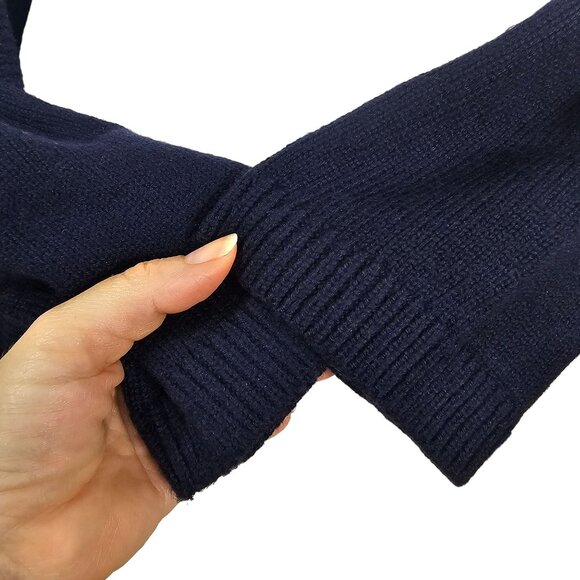 Talbots Women Lambswool Blend Navy Cardigan Sz XLP Open Front Drape Quiet Luxury - Picture 5 of 9